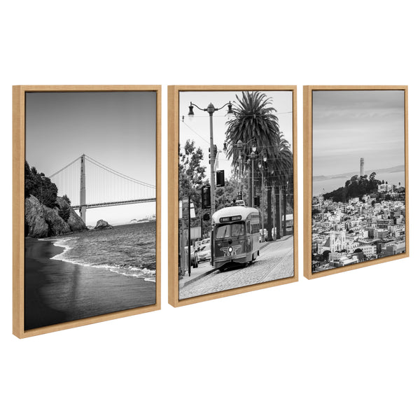 kate & laurel Sylvie San Francisco Black and White Framed Canvas Art Set by Crystal Lynn Collins