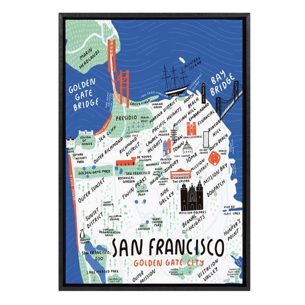 Kate & Laurel Sylvie San Francisco Illustration Framed Canvas By Stacie Bloomfield