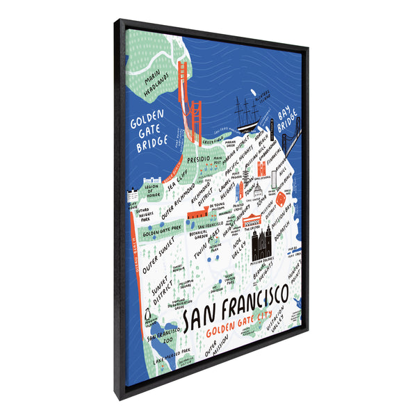 Kate & Laurel Sylvie San Francisco Illustration Framed Canvas By Stacie Bloomfield