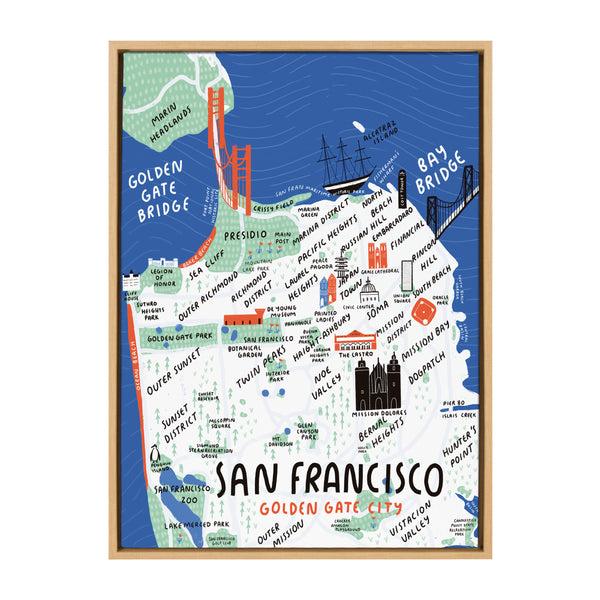 kate & laurel Sylvie San Francisco Illustration Framed Canvas by Stacie Bloomfield