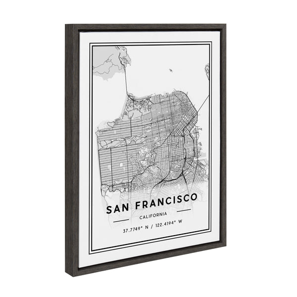 Kate & Laurel Sylvie San Francisco Modern Map Framed Canvas By Jake Goossen