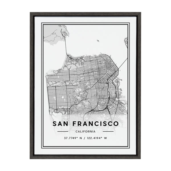kate & laurel Sylvie San Francisco Modern Map Framed Canvas by Jake Goossen
