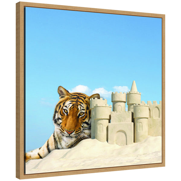 Kate & Laurel Sylvie Sand Castle Animal Tiger Framed Canvas By The Creative Bunch Studio