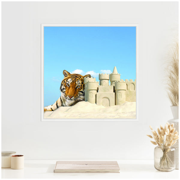 Kate & Laurel Sylvie Sand Castle Animal Tiger Framed Canvas By The Creative Bunch Studio
