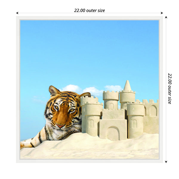 Kate & Laurel Sylvie Sand Castle Animal Tiger Framed Canvas By The Creative Bunch Studio