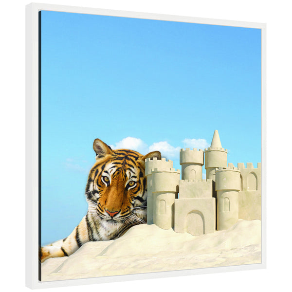 kate & laurel Sylvie Sand Castle Animal Tiger Framed Canvas by The Creative Bunch Studio