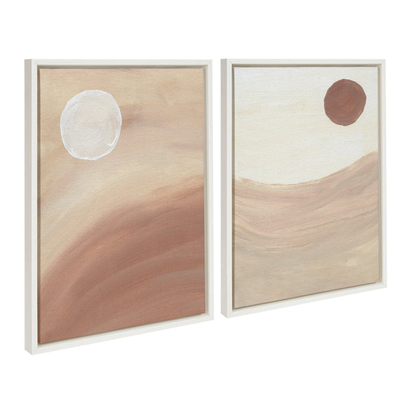 Kate & Laurel Sylvie Sandy Moon And Carmamel Sunset Framed Canvas Art Set By Mentoring Positives