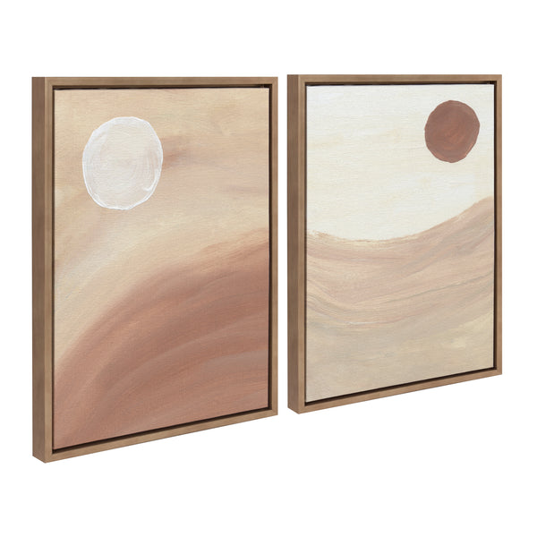 kate & laurel Sylvie Sandy Moon and Carmamel Sunset Framed Canvas Art Set by Mentoring Positives