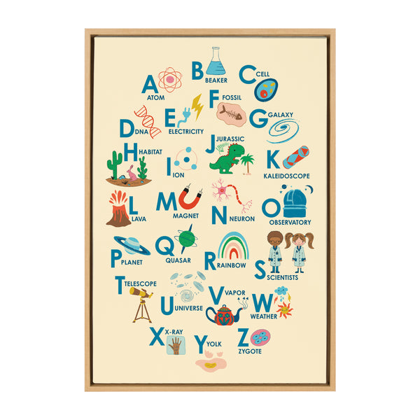 Kate & Laurel Sylvie Science Alphabet Framed Canvas By Carrie Cantwell