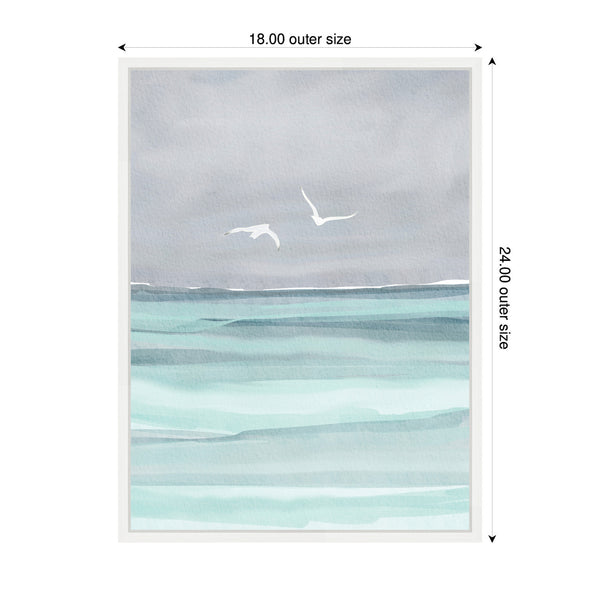 Kate & Laurel Sylvie Sea And Seagulls Framed Canvas By Nikita Jariwala