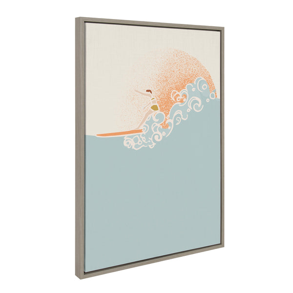 Kate & Laurel Sylvie Sea Breeze Surfer Girl Framed Canvas By Hannah Beisang