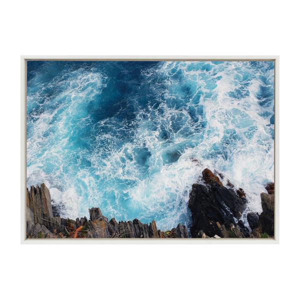 Kate & Laurel Sylvie Sea Foam Framed Canvas By Rachel Bolgov