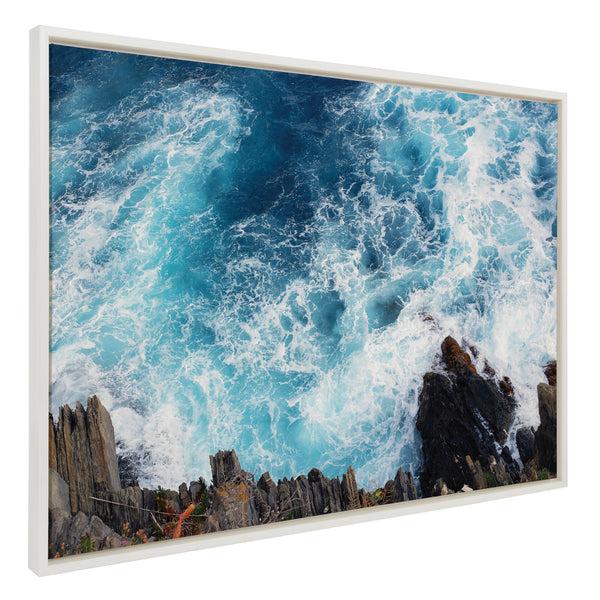 kate & laurel Sylvie Sea Foam Framed Canvas by Rachel Bolgov