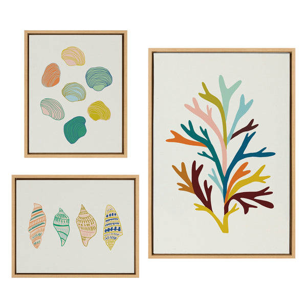 kate & laurel Sylvie Sea Plant and Ocean Treasures Framed Canvas Set by Alicia Schultz