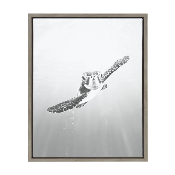 kate & laurel Sylvie Sea Turtle Framed Canvas by Simon Te of Tai Prints