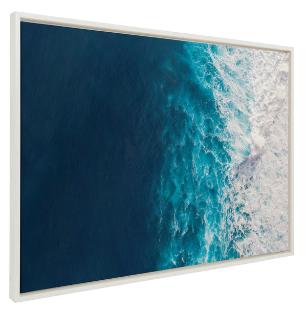 Kate & Laurel Sylvie Seascape Of Splashing Waves Framed Canvas By The Creative Bunch Studio