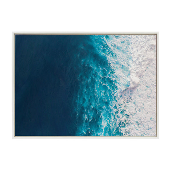 Kate & Laurel Sylvie Seascape Of Splashing Waves Framed Canvas By The Creative Bunch Studio