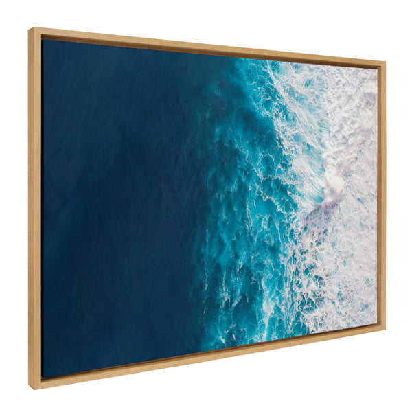 kate & laurel Sylvie Seascape of Splashing Waves Framed Canvas by The Creative Bunch Studio
