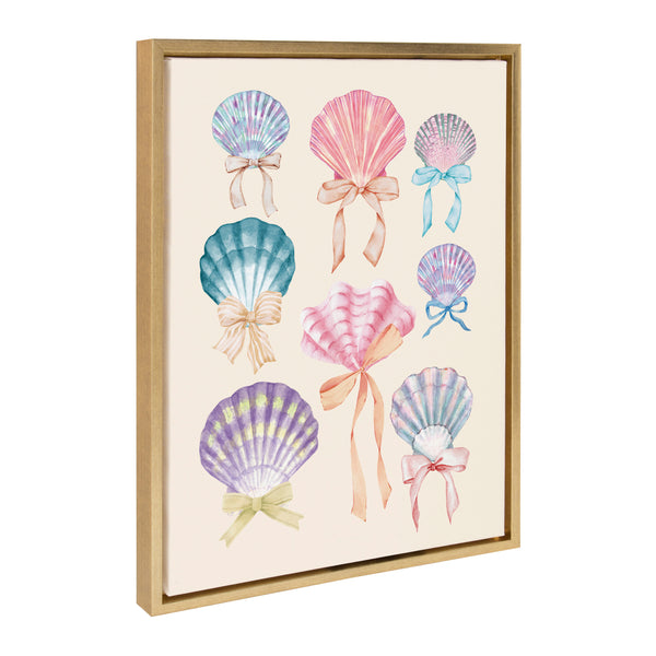 Kate & Laurel Sylvie Seashell Bows Framed Canvas By Honey Island Studio