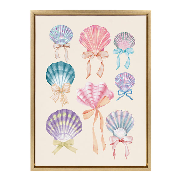Kate & Laurel Sylvie Seashell Bows Framed Canvas By Honey Island Studio