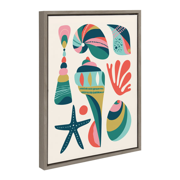 Kate & Laurel Sylvie Seashells Framed Canvas By Rachel Lee Of My Dream Wall