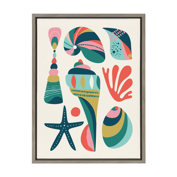 kate & laurel Sylvie Seashells Framed Canvas by Rachel Lee of My Dream Wall