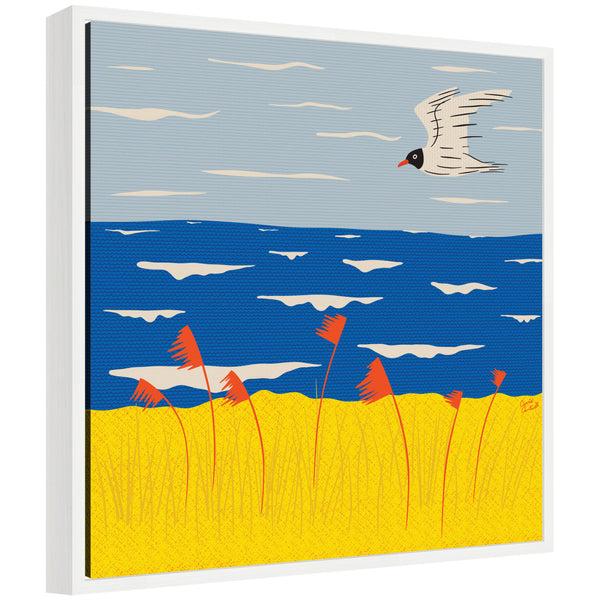 kate & laurel Sylvie Seaside Scene Framed Canvas by Carrie Cantwell