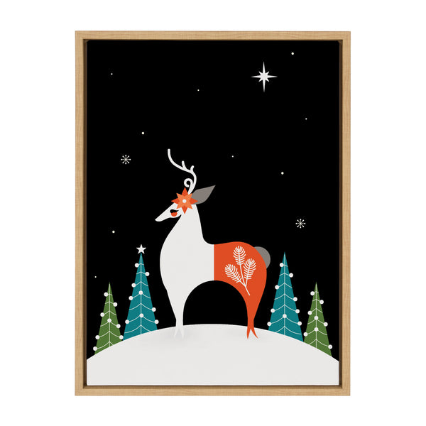 Kate & Laurel Sylvie Season's Greetings Reindeer Framed Canvas By Amber Leaders Designs