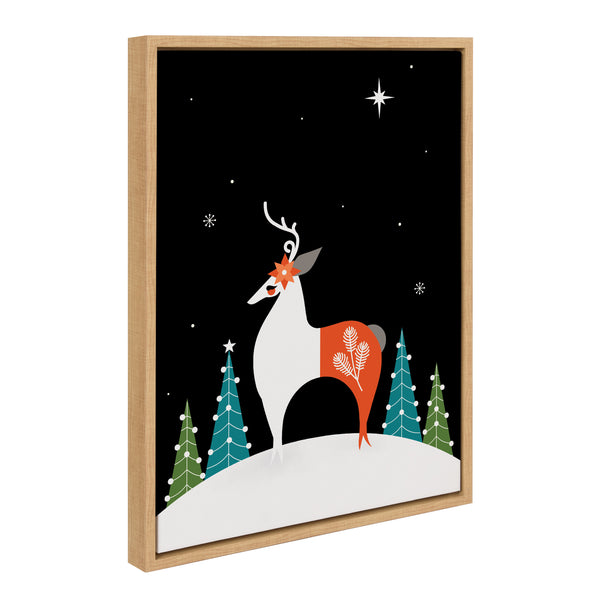 kate & laurel Sylvie Season's Greetings Reindeer Framed Canvas by Amber Leaders Designs