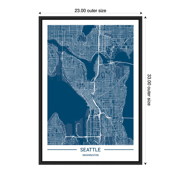 Kate & Laurel Sylvie Seattle Map Framed Canvas By Jake Goossen