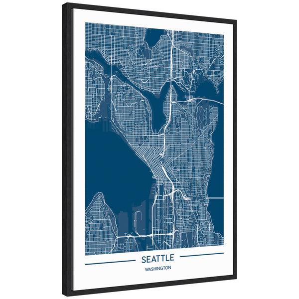 kate & laurel Sylvie Seattle Map Framed Canvas by Jake Goossen
