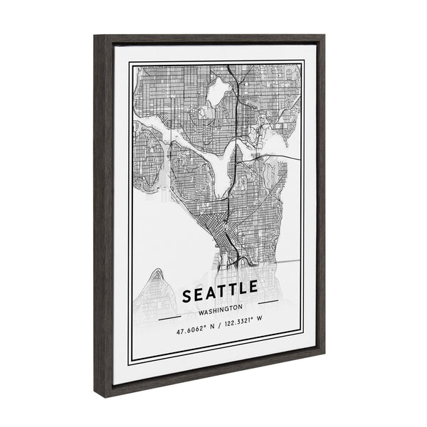 Kate & Laurel Sylvie Seattle Modern Map Framed Canvas By Jake Goossen