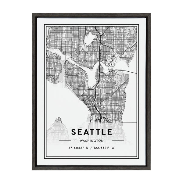 kate & laurel Sylvie Seattle Modern Map Framed Canvas by Jake Goossen