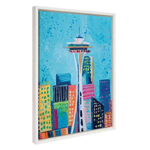 Kate & Laurel Sylvie Seattle Space Needle Framed Canvas By Rachel Christopoulos
