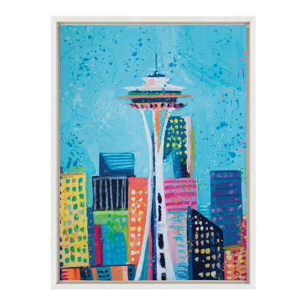 kate & laurel Sylvie Seattle Space Needle Framed Canvas by Rachel Christopoulos