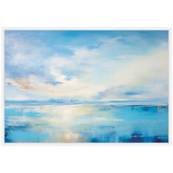 Kate & Laurel Sylvie Serene Coastal Waters Tranquil Landscape Horizontal Framed Canvas By The Creative Bunch Studio