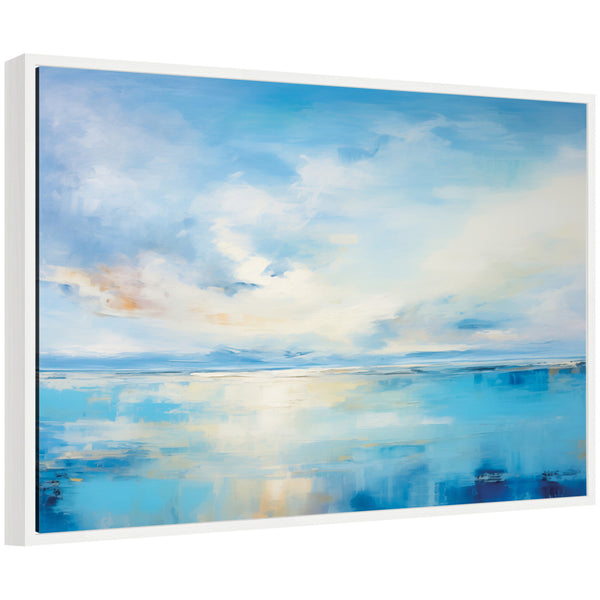 kate & laurel Sylvie Serene Coastal Waters Tranquil Landscape Horizontal Framed Canvas by The Creative Bunch Studio