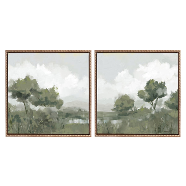 Kate & Laurel Sylvie Shades Of Olive 1 And 2 Framed Canvas Art Set By Mary Sparrow