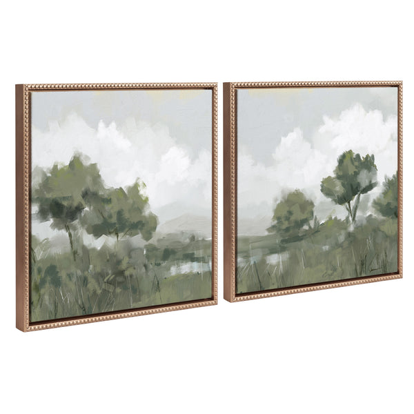 Kate & Laurel Sylvie Shades Of Olive 1 And 2 Framed Canvas Art Set By Mary Sparrow