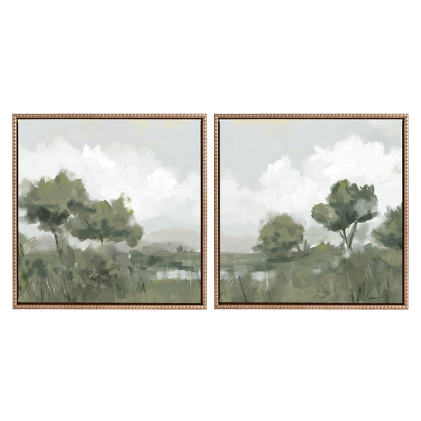 kate & laurel Sylvie Shades of Olive 1 and 2 Framed Canvas Art Set by Mary Sparrow