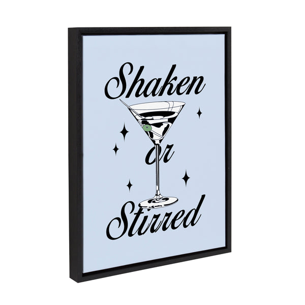 Kate & Laurel Sylvie Shaken Or Stirred Blue Framed Canvas By Alli Standefer