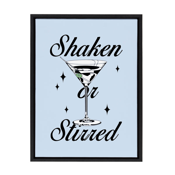 Kate & Laurel Sylvie Shaken Or Stirred Blue Framed Canvas By Alli Standefer