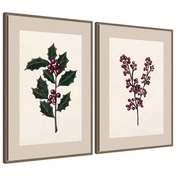 kate & laurel Sylvie Silver and Pine - 2 Piece Framed Canvas Art Set by Pam Vale