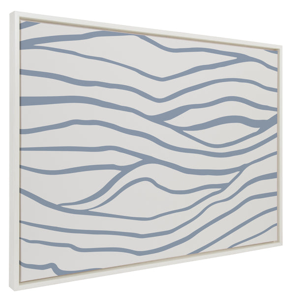 Kate & Laurel Sylvie Simple Elegant Coastal Waves Framed Canvas By The Creative Bunch Studio