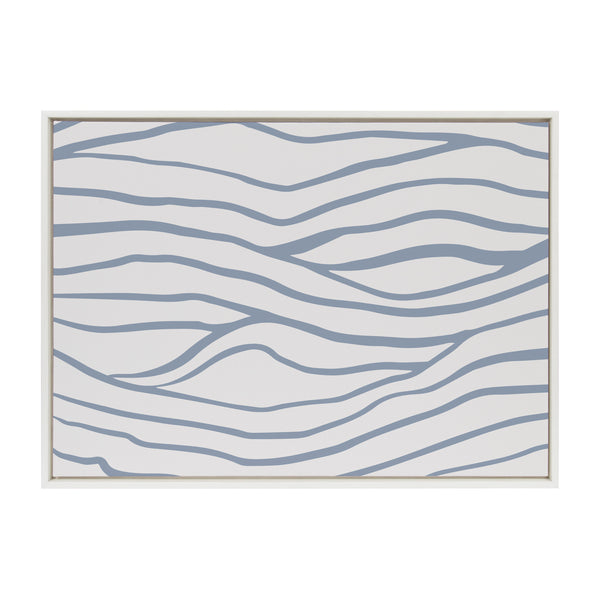 Kate & Laurel Sylvie Simple Elegant Coastal Waves Framed Canvas By The Creative Bunch Studio