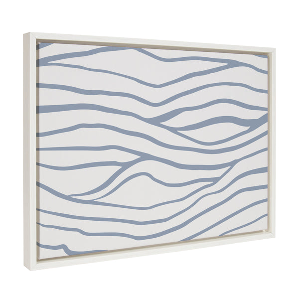 kate & laurel Sylvie Simple Elegant Coastal Waves Framed Canvas by The Creative Bunch Studio