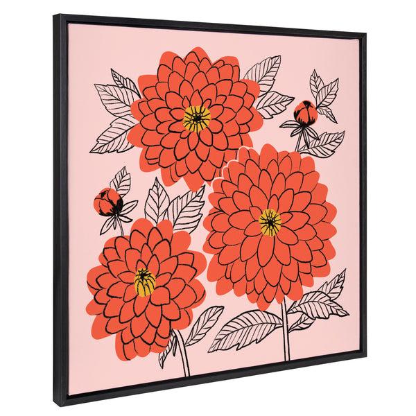 Kate & Laurel Sylvie Sketchy Dahlias Framed Canvas By Maria Filar