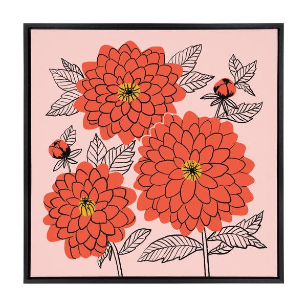 kate & laurel Sylvie Sketchy Dahlias Framed Canvas by Maria Filar