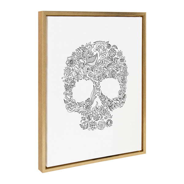 Kate & Laurel Sylvie Skull Print Framed Canvas By Viola Kreczmer