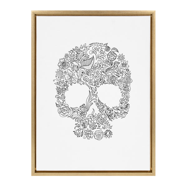 Kate & Laurel Sylvie Skull Print Framed Canvas By Viola Kreczmer